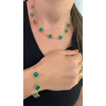 Pulseira em Ouro 18k Feminina com Trevo de Malaquita 6.7g