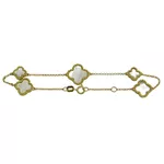 Pulseira em Ouro 18k Feminina Trevo Madrepérolas 4.4g