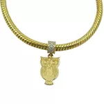 Pingente em Ouro 18k Coruja com Brilhantes