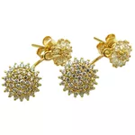Brincos em Ouro 18k Pavê de Zircônias 3.1g 21.0mm