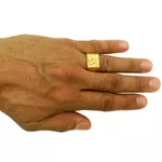 Anel Quadrado Masculino de Ouro 18K São Jorge