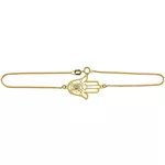 Pulseira Mão de Fátima em Ouro Cravejada com Brilhantes
