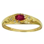 Anel de Ouro 18k Feminino com Brilhantes e Rubi 1.6g