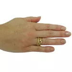 Anel de Ouro Branco e Amarelo 18k cravejado com Diamantes