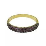 Anel Meia Aliança de Ouro 18K com Rubis 1.7g e 3.2mm