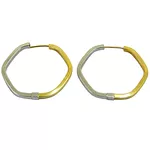 Argola em Ouro Branco e Amarelo Hexágono
