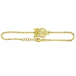 Pulseira Feminina em Ouro com Coruja e brilhantes 