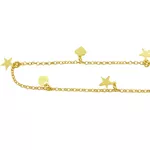 Tornozeleira em Ouro com Corações e Estrelas