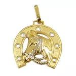 Pingente de Cavalo e Ferradura em Ouro 18K