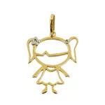 Pingente Menina em Ouro com Brilhantes
