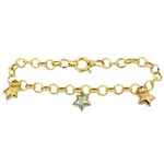 Pulseira Elo Português com Pingente de Estrela Ouro 18K