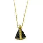 Gargantilha Nossa Senhora Aparecida de Ouro 18K com Espinelio