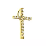 Pingente Cruz Pequena em Ouro 18K cravejada com Zircônias 