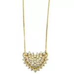 Gargantilha em Ouro 18k Coração de Zircônias 12.7mm