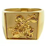 Anel Quadrado Masculino de Ouro 18K São Jorge