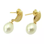 Brincos em Ouro 18K de Pérolas Naturais 2.1g 20mm