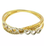 Anel Dois Aros em Ouro 18K com 16 Diamantes