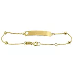 Pulseirinha de Bolinha com Plaquinha Ouro 18K 750