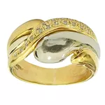 Anel de Ouro Branco e Amarelo 18k cravejado com Diamantes