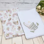 Babitas de fralda bordada e estampada 40x40 - Boho Baby menina