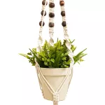 Suporte Para Vaso De Plantas Hanger Macramê (cru) Bolinhas
