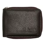Carteira Masculina Ziper Fasolo Couro Café Textura H063 Ref. 0996.0999 