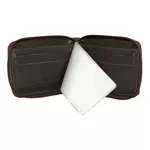 Carteira Masculina Ziper Fasolo Couro Café Textura H063 Ref. 0996.0999 