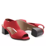 Sandália Salto Médio Neoprene Léger Vermelha 