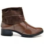 Bota Feminina Cano Baixo Couro Polaina Café