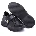 Tênis Casual Chuncky Pérola Preto Sola Preta KCShoes