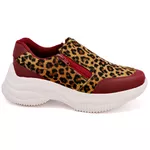 Tênis Casual Chuncky Zíper Onça Marsala Sola Tratorada KCShoes