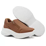 Tênis Casual Chuncky Zíper Caramelo Sola Tratorada DKShoes