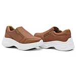 Tênis Casual Chuncky Zíper Caramelo Sola Tratorada DKShoes