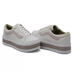 Tênis Casual Listra Sola Alta Branco com Rosê KCShoes
