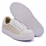 Tênis Casual Pietra Matelassê Branco com Rosê DKShoes