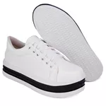 Tênis Casual Siena Branco Sola Alta Preto DKShoes