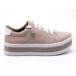 Tênis Casual Strass e Faixa Sola Alta Rosê DKShoes