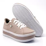 Tênis Casual Strass e Faixa Sola Alta Rosê DKShoes