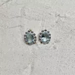 Brinco Oval Agua Marinha e Cristal Prata 925