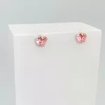 Brinco Coração Zirconia Rosa Banhado a Ouro 18k