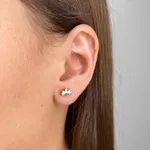 Brinco Flor de Lótus Envelhecido Infantil Prata 925 