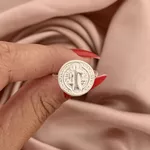 Anel São Bento Redondo em Prata 925