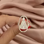 Anel com Nossa Senhora Aparecida Cravejado Prata 925