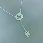 Colar Gravatinha com Borboleta Prata 925