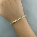 Pulseira Riveira Zirconia Branca Com Extensor Semijoia Banho a Ouro 18k