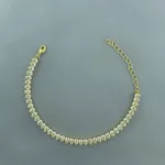Pulseira Riveira Zirconia Branca Com Extensor Semijoia Banho a Ouro 18k