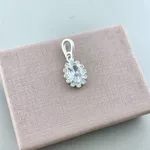 Pingente Oval Zirconia Cristal Prata 925