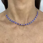 Choker Olho Grego Azul Escuro 3,3gr Prata 925