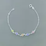 Pulseira com 5 Flores Zirconia Colorida 1,6gr Prata 925