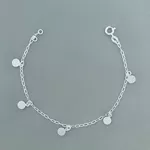 Pulseira 5 Pingentes Medalhas Lisas 1,6gr Prata 925